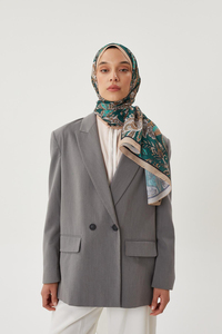 Bej & Haki Retro Desen Şal