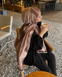 Bej Karan Desenli Müslin Şal