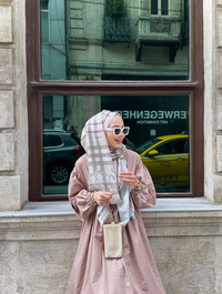 Bej Tartan Desen Modal Şal 