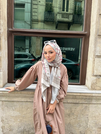 Bej Tartan Desen Modal Şal 