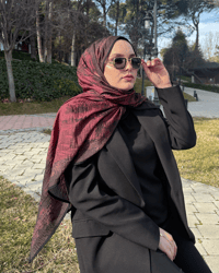 Bordo Cevher Desenli Müslin Şal