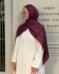 Bordo Imannoor Armoni Desen Pamuk Jakar Şal