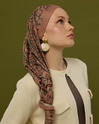 Bronz Şafak & Orman Yeşili Harem Rüyası Desen Şal