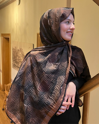 Camel Saçak Desenli Müslin Şal