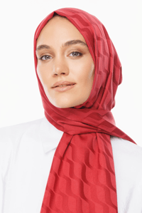 Dalga Desen İpeksi Jakar Şal - Bordo