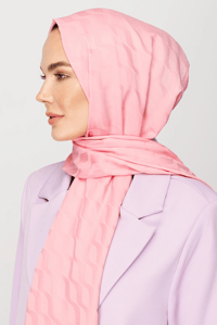 Dalga Desen İpeksi Jakar Şal - Şeker Pembe
