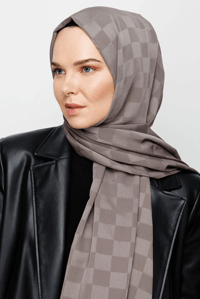 Dama Desen İpeksi Jakar Şal - Gri