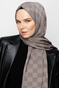 Dama Desen İpeksi Jakar Şal - Gri