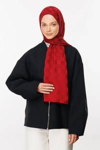 Dama Desen İpeksi Jakar Şal - Magenta
