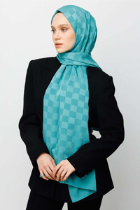 Dama Desen İpeksi Jakar Şal - Mint Yeşili