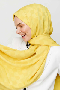 Dama Desen İpeksi Jakar Şal - Sarı