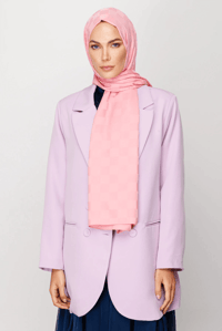Dama Desen İpeksi Jakar Şal - Şeker Pembe