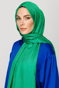 Forever Desen Parlak Jakar Şal - Benetton Yeşili