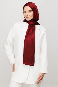Forever Desen Parlak Jakar Şal - Bordo