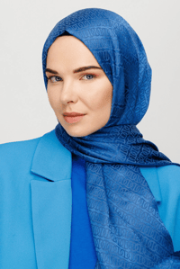Forever Desen Parlak Jakar Şal - İndigo