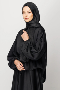 Forever Desen Parlak Jakar Şal - Siyah