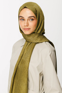 Forever Desen Parlak Jakar Şal - Soft Yeşil