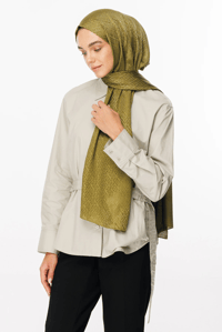 Forever Desen Parlak Jakar Şal - Soft Yeşil