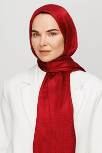 Forever Desen Parlak Jakar Şal - Vişne Çürüğü