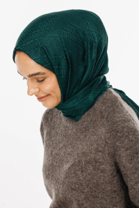 Forever Desen Parlak Jakar Şal - Zümrüt