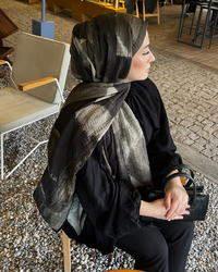 Füme Karan Desenli Müslin Şal