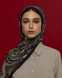 Gece & Krem Sultani Desen Şal
