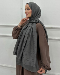 Gri Imannoor Luna Desen Pamuk Jakar Şal