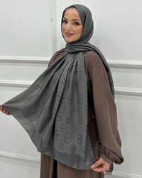 Gri Imannoor Luna Desen Pamuk Jakar Şal