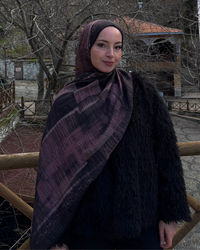 Gül Kurusu Gölge Desenli Müslin Şal