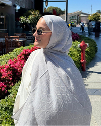Gümüş Imannoor Matris Desen Pamuk Jakar Şal