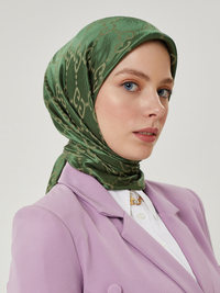 Haki G Desen Parlak Eşarp