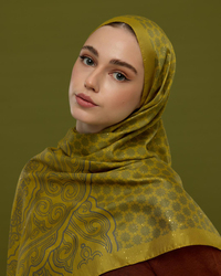 Hasat Sarısı & Kurşun Gri Bala Hatun Desen Işıltılı Şal