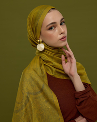 Hasat Sarısı & Kurşun Gri Hürrem Desen Işıltılı Şal