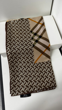 İthal Bej B Classic Desen Twill İpek Eşarp