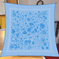 İthal Buz Mavi G Line Desen Twill İpek Eşarp