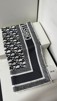 İthal Füme CD Monogram Desen Twill İpek Eşarp