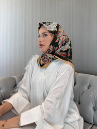 İthal Gold & Siyah E 3 Yün Kaşmir Eşarp