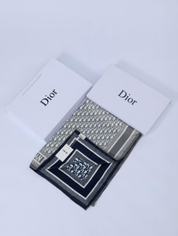 İthal Gri & Lacivert CD Desen Twill İpek Şal 