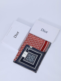 İthal Kırmızı & Lacivert CD Desen Twill İpek Şal 