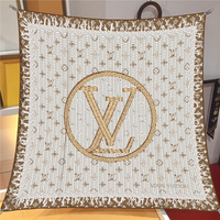 İthal Mocha & Bej LV Desen Twill İpek Eşarp