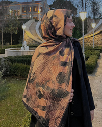Karamel Saçak Desenli Müslin Şal