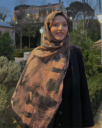 Karamel Saçak Desenli Müslin Şal