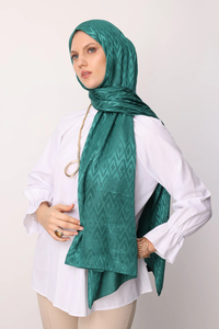 Karo Desen Parlak Jakar Şal - Mint Yeşili