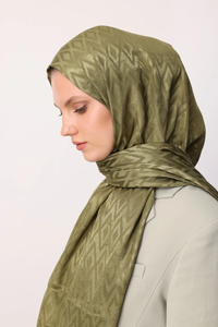 Karo Desen Parlak Jakar Şal - Soft Yeşil