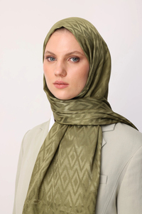 Karo Desen Parlak Jakar Şal - Soft Yeşil