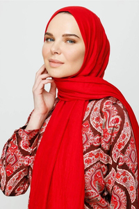 Kırmızı Bambu Şal