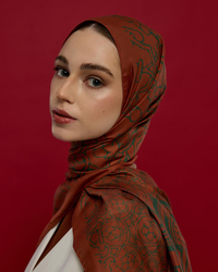 Kızıl Bakır & Koyu Yeşil Harem Rüyası Desen Şal