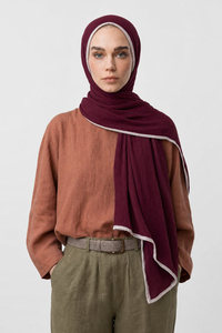 Koyu Bordo Müslin Şal
