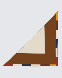 Krem & Taba / Renkli Bordür - Minimal Blok Desenli Kaşmir Omuz Şalı