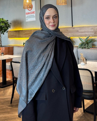 Kül Gri Imannoor Ester Desen Pamuk Jakar Şal